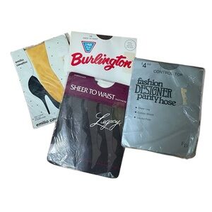 NWT Pantyhose Nylons Tights Hosiery 90’s Various Vintage Lot of 4 Size Small